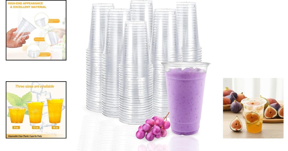 Large Capacity 24 oz Disposable Plastic Cups - 100 Pack, Eco-Friendly Design