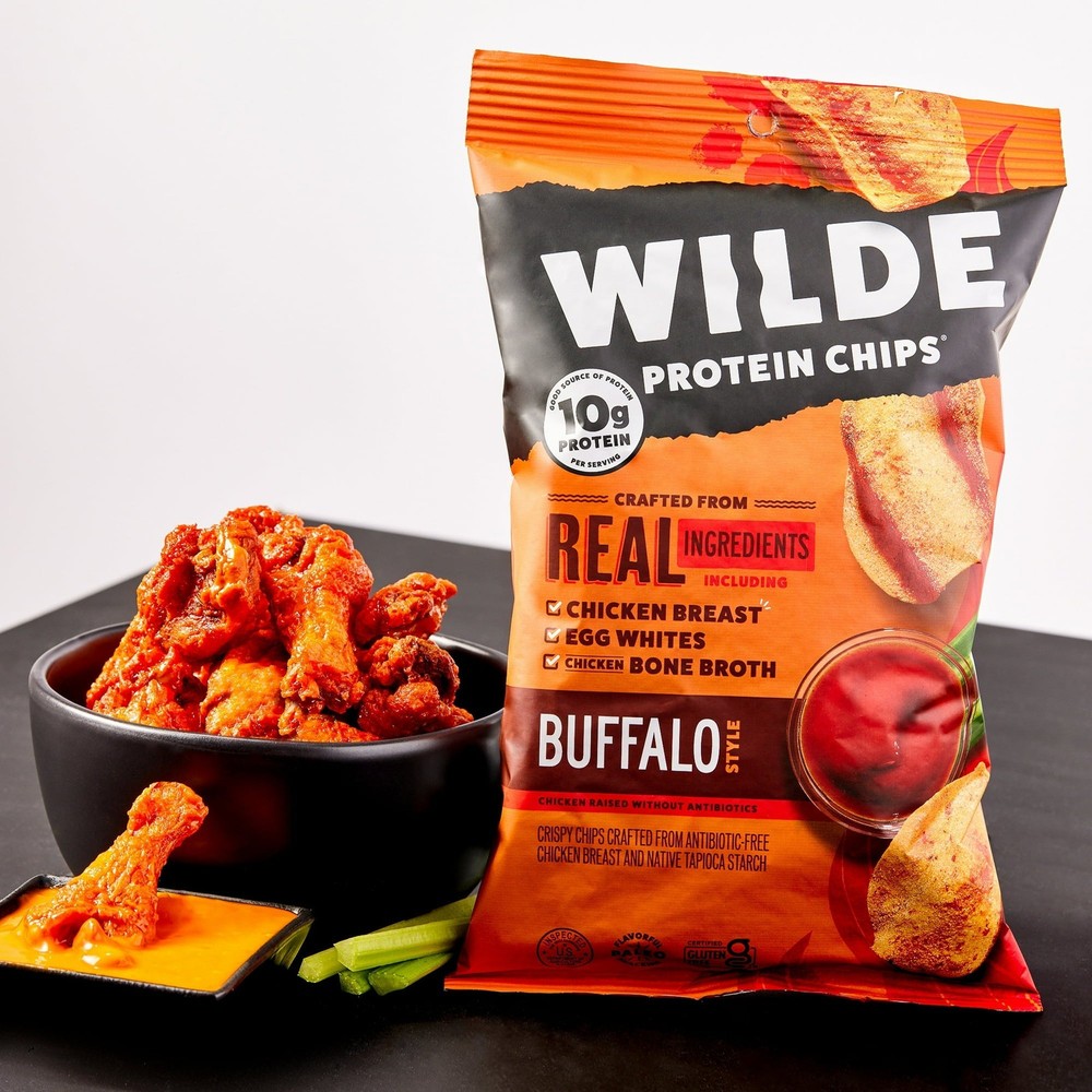 Wilde Protein Chips Buffalo Style Chicken Thin and Crispy 1.34oz (6 Pack)