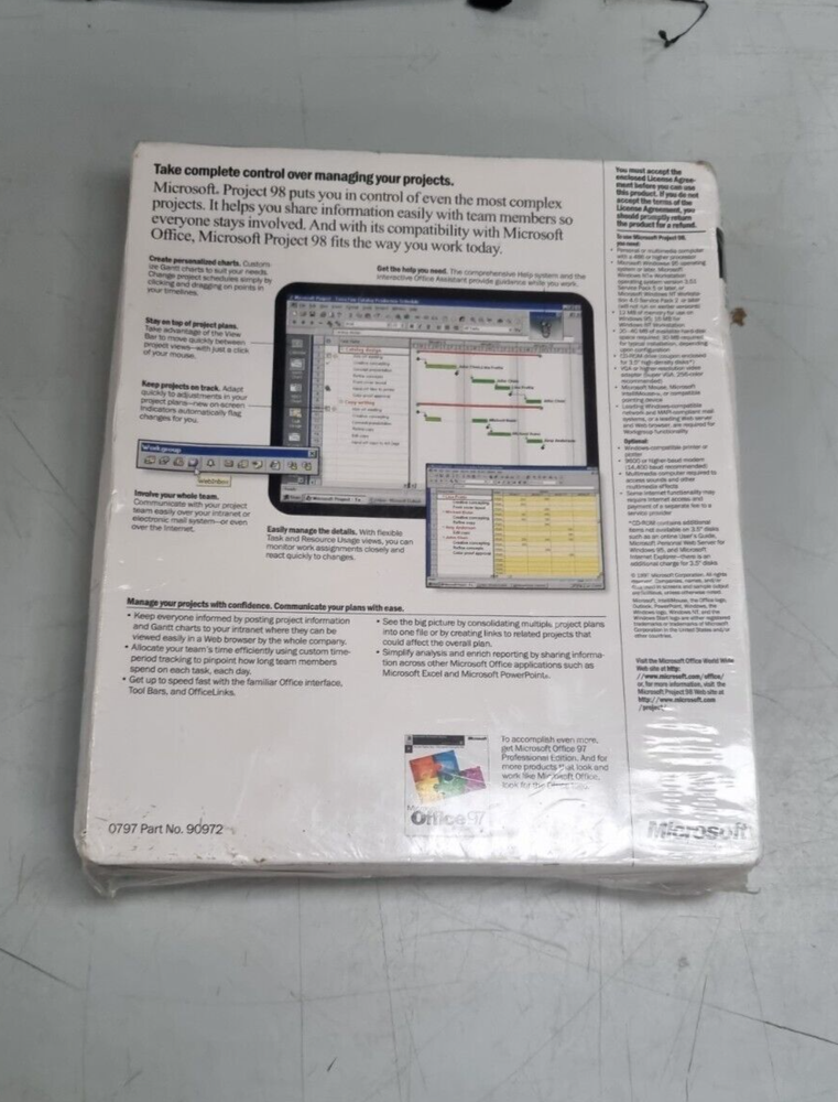 MICROSOFT PROJECT 98 076-00137 PROJECT MANAGEMENT SOFTWARE, SEALED PACK (R1S8.7)