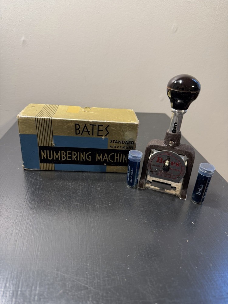 Bates Standard Movement Numbering Machine Stamp 6 Wheels Style E w/ Original Box