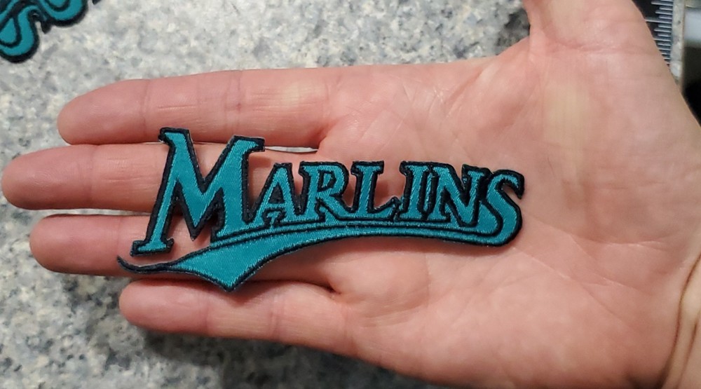 Miami Marlins Teal Vintage Style Script Patch. Embroidered. Iron On. 4.5"x2"
