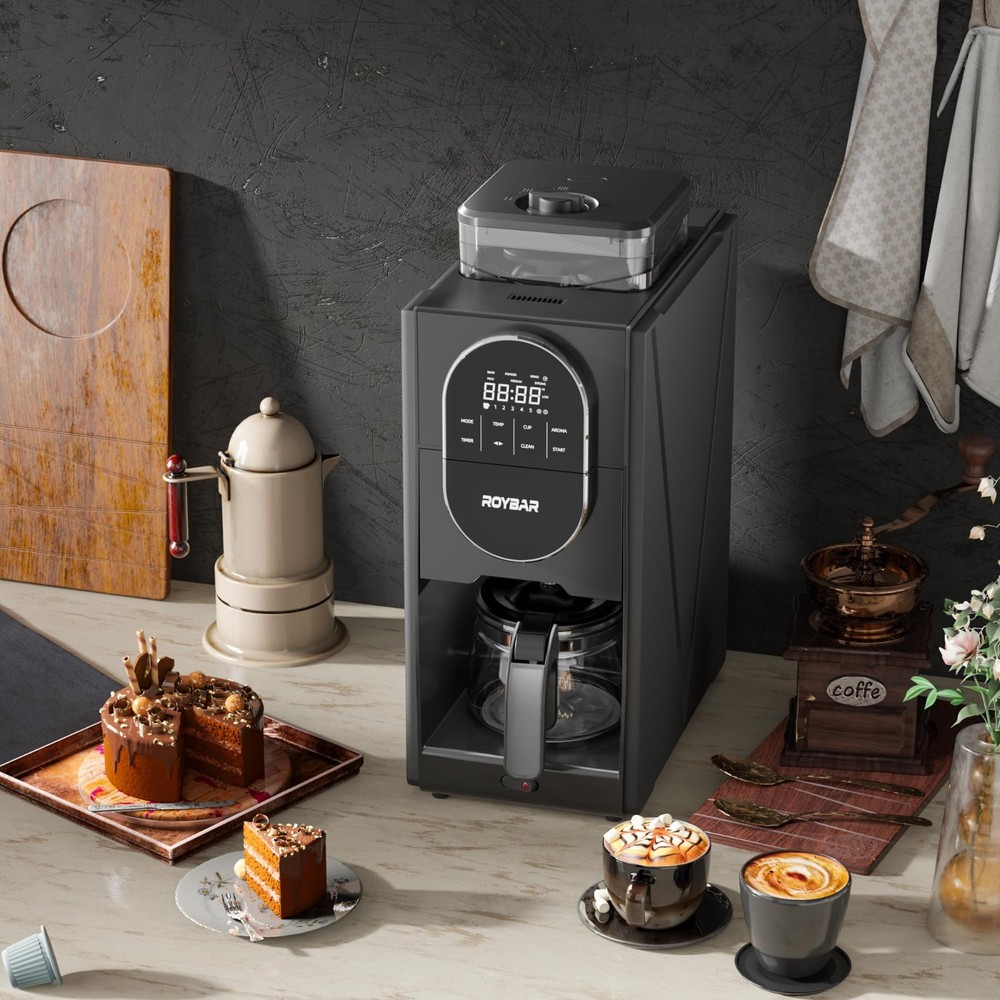 Coffee Maker with Grinder, Programmable Hot and Cold Coffee Maker with 22 oz