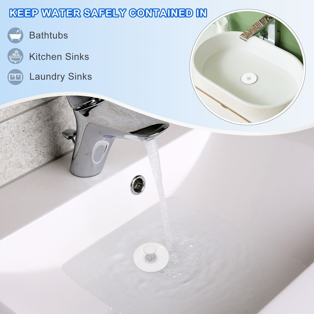 6Pcs Drain Stopper 3 Size with Handle for Laundry,Washbasin Cover