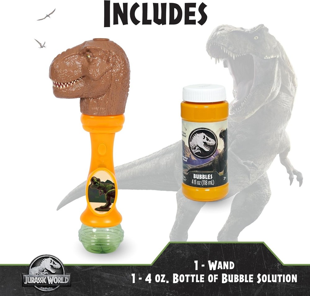 Dinosaur Light Up Bubble Wand with Sounds - Includes 4oz Bubble Solution