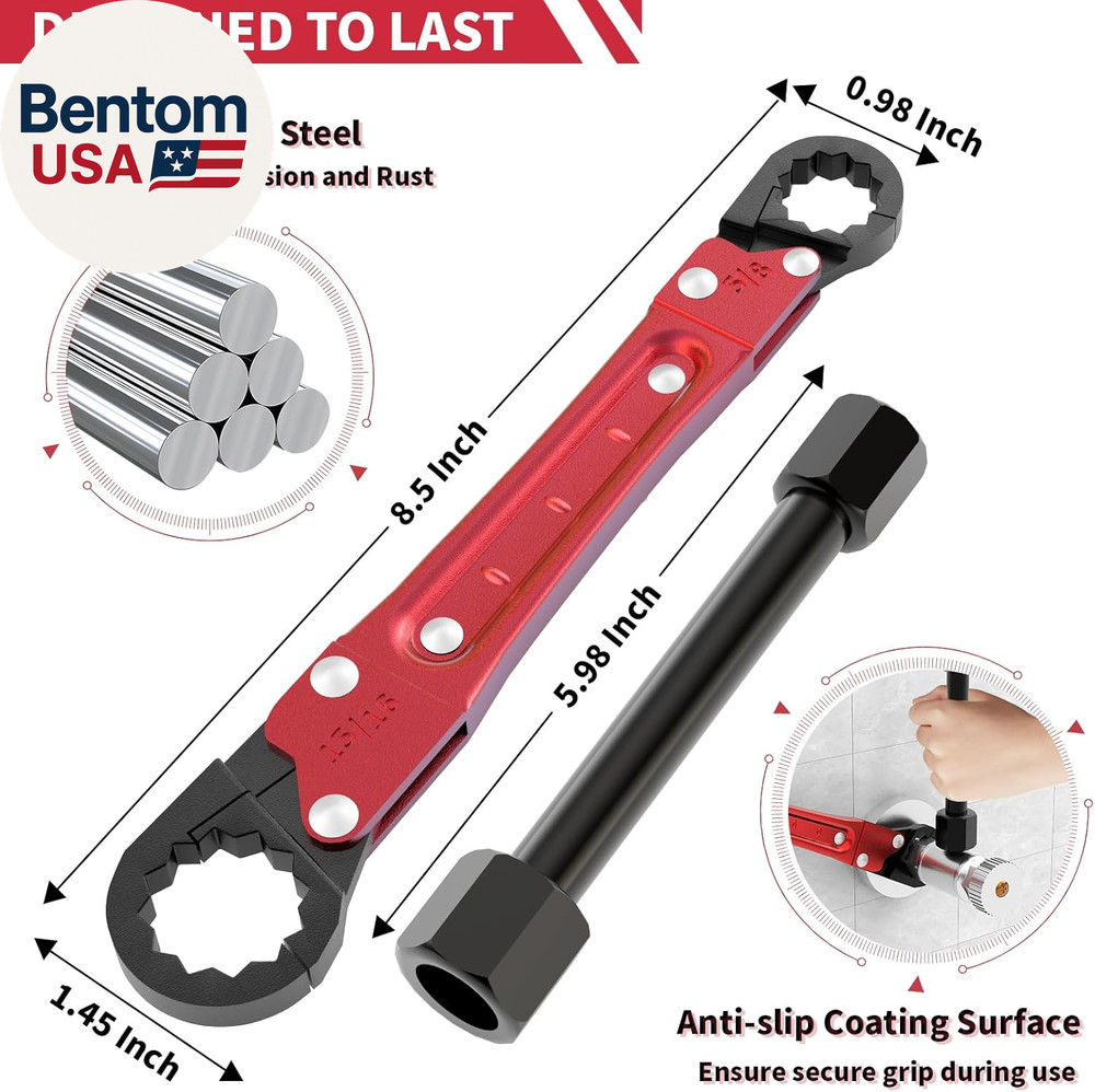 Plumbing Tools Angle Stop Wrench Kit - 3-Piece Plumber Tool Set with Compression