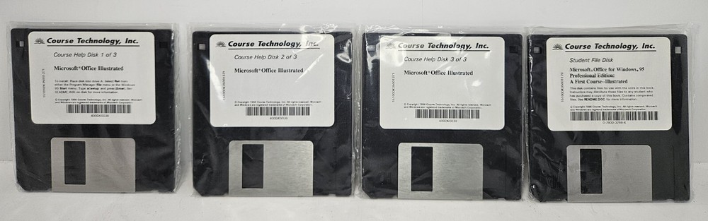 Vintage 3.5 Disk (4) Microsoft Office Illustrated Windows 95 UNTESTED