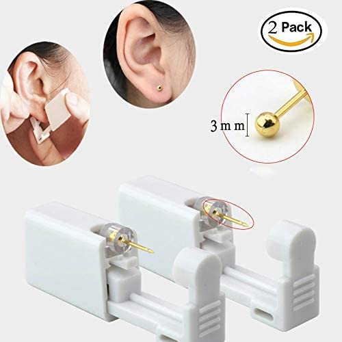 2 Pack Self Ear Piercing Gun EarringDisposable Piercing Kit No Pain Easy Use