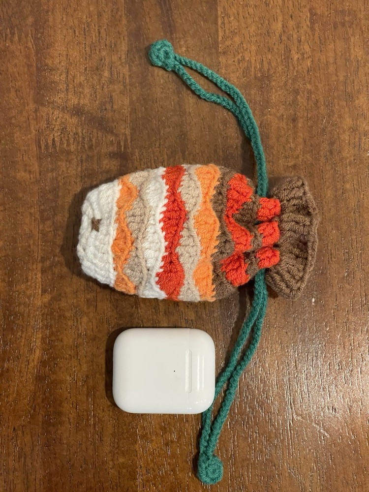 Crocheted Fish Drawstring Pouch 5*3.75"