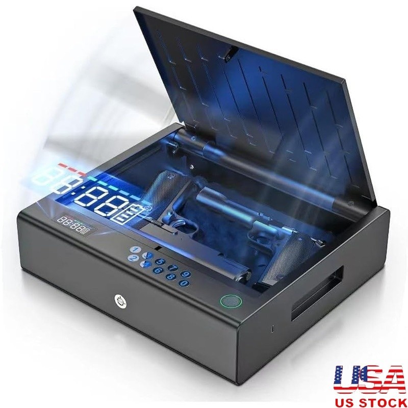 Biometric Gun Safe Fingerprint Access Numeric Keypad Secure Storage 2 Handguns
