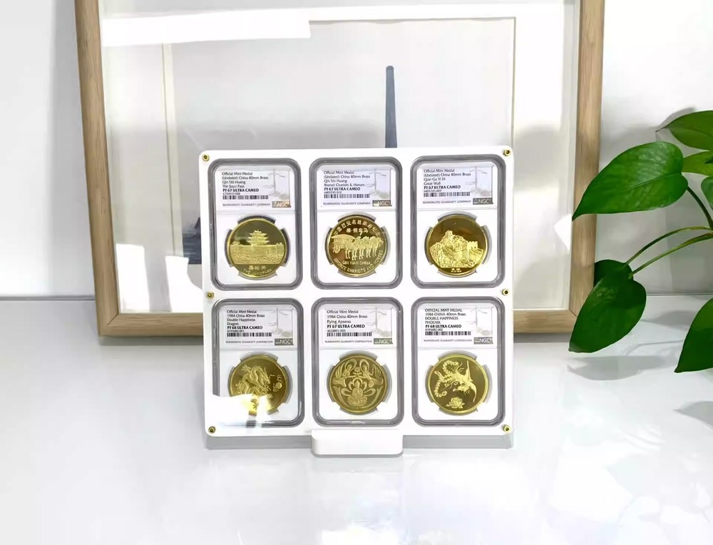 6 Grids Colored Desktop Display Frame Case Stand Box For NGC Holders