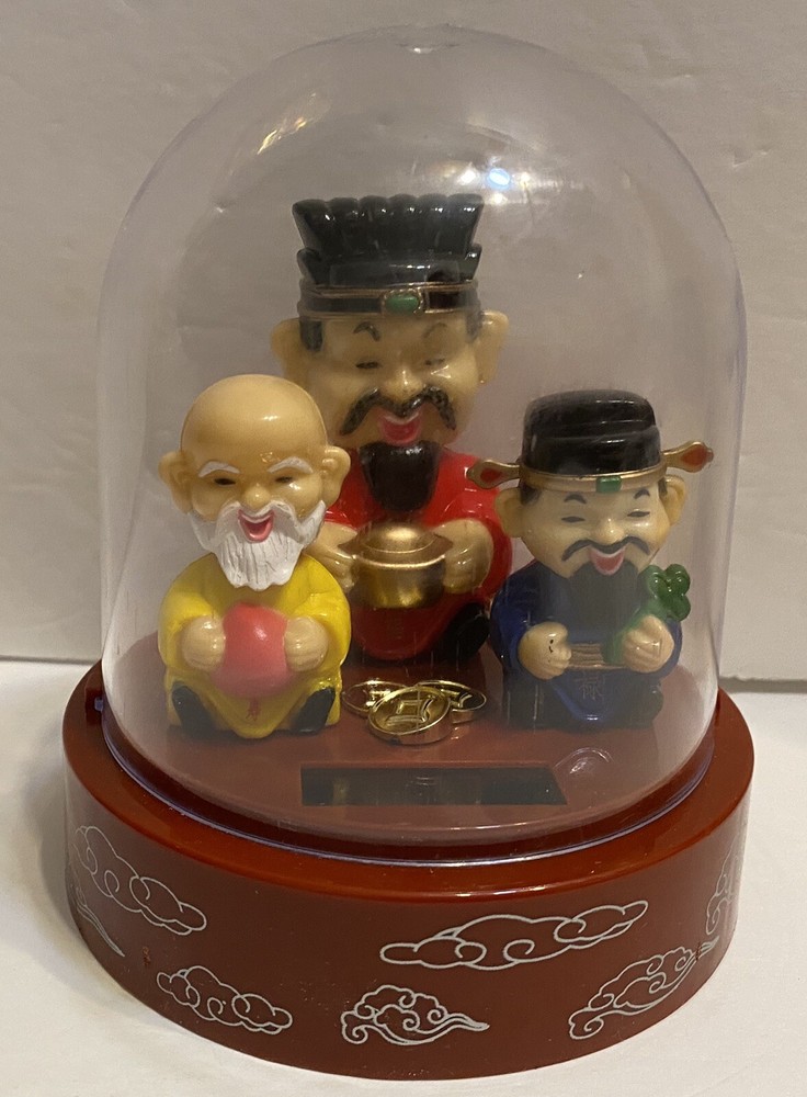 SOLAR POWERED 3 FORTUNE GODS Figuire 4.5"H