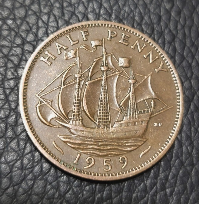 1959 Great Britain Half Penny Coin