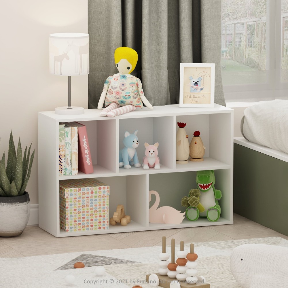 5-Cube No Tool Assembly Open Shelf White W/ Small Space & Easy Setup