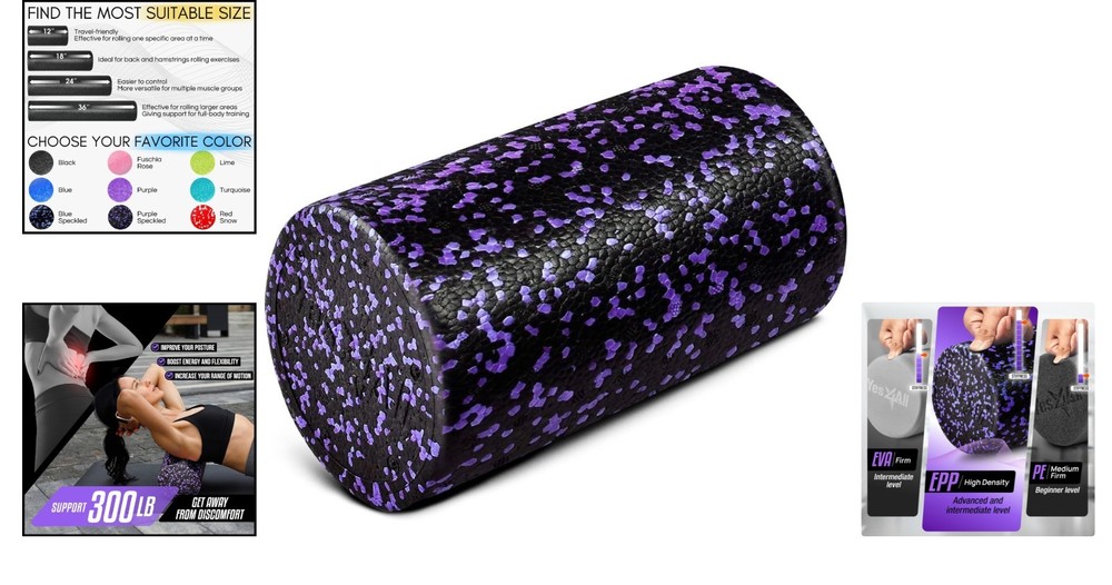 Versatile EPP Foam Roller (12'' Purple) for Enhanced Mobility & Flexibility