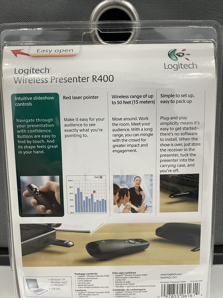LOGITECH R400 Professional Wireless Presenter w/Red Laser Pointer NEW