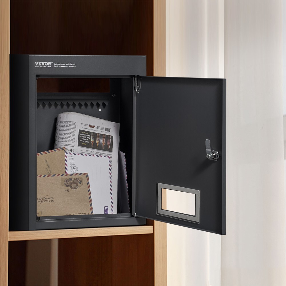 VEVOR Through The Wall Drop Box 12.5x6.3x16.9" Mailbox with Code Lock Black
