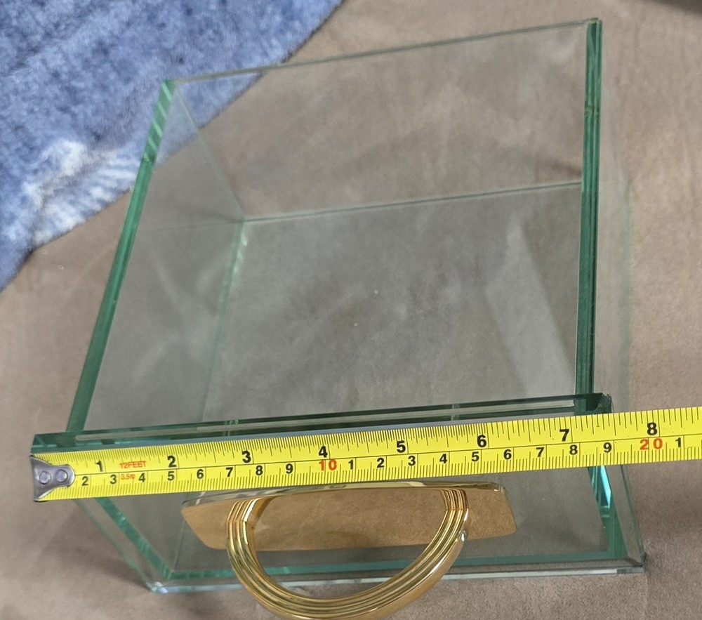 8½" Rectangular Clear Glass Display Case with Open Bottom Chipped Corner