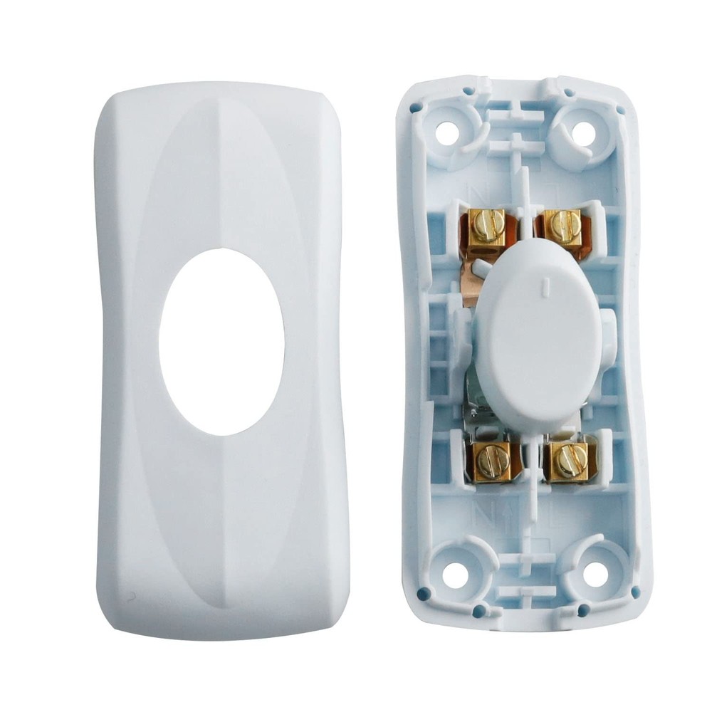 2 PCS White Embedded Power Switch Inline Cord Button Electrical Accessories