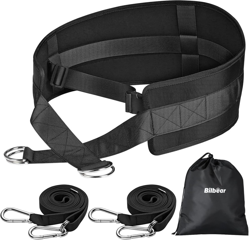 Bilbear Sled Pulling Belt,Adjustable Sled Training Waist Belt, Belt for Pulling