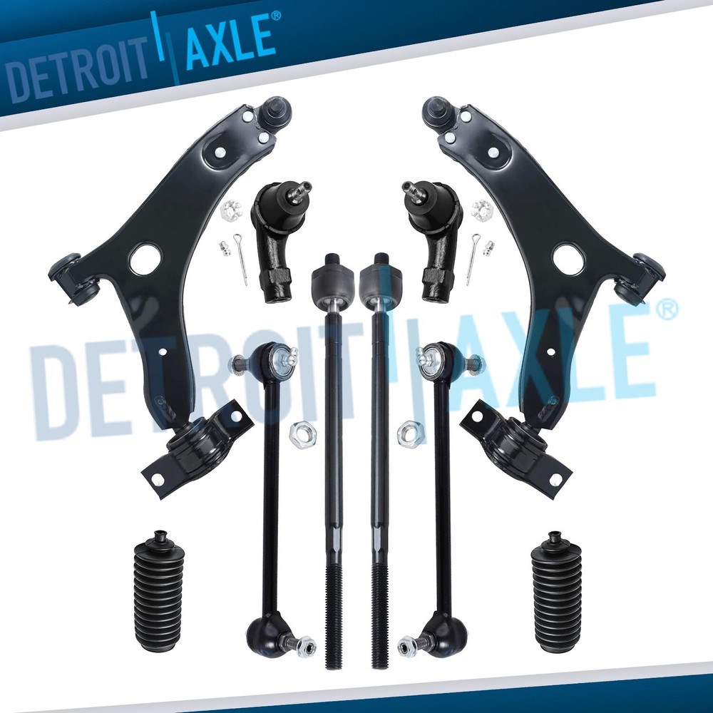 Front Lower Control Arms Inner Outer Tie Rods Sway Bars Kit for 2006 Ford Focus
