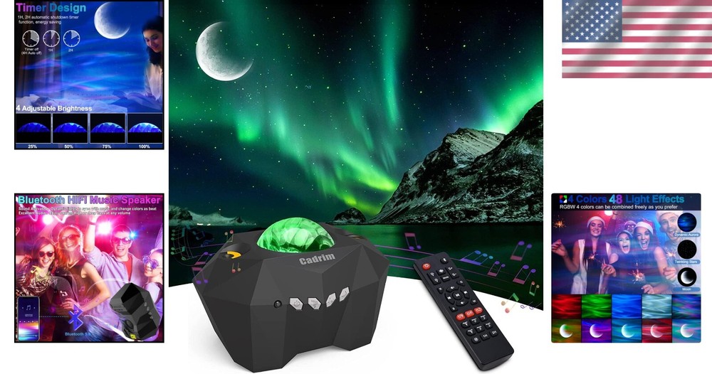 Multi-Color Galaxy Projector with Bluetooth - Dreamlike Night Light for Parties