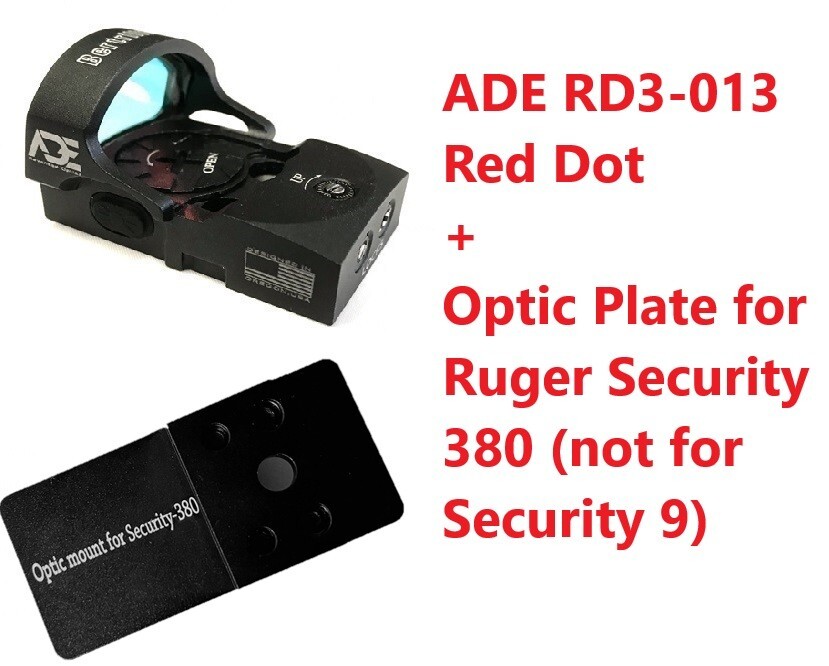 ADE RD3-013 Shake Awake Red Dot + RUGER Security 380 pistol Optic Mount Plate