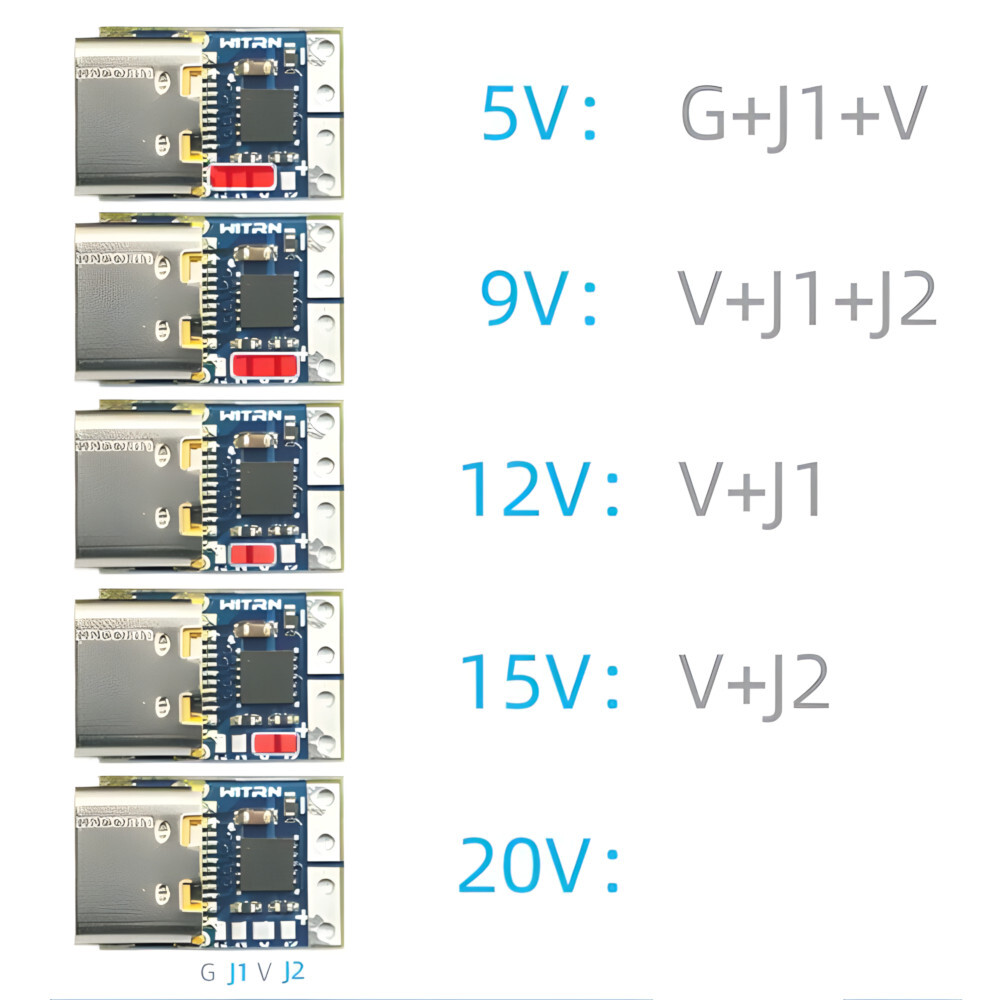 5pcs PD Decoy Module USB-C PD 20V DC Fixed Voltage Trigger Module