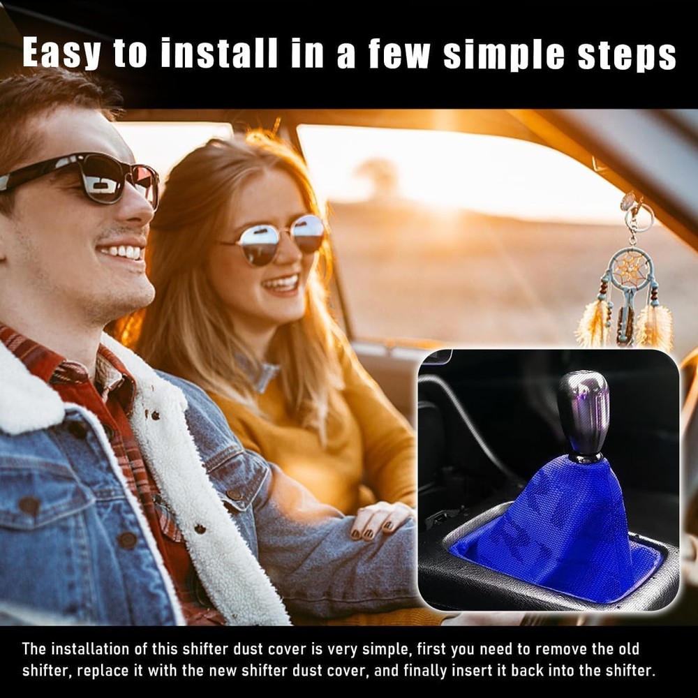Car Shift Boot Cover, Waterproof Canvas Fabric Manual Automatic Shift Knob Blue