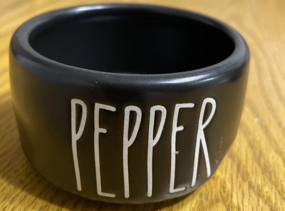 Rae Dunn by Magenta SALT & PEPPER Stackable Black Ceramic Cellars RARE