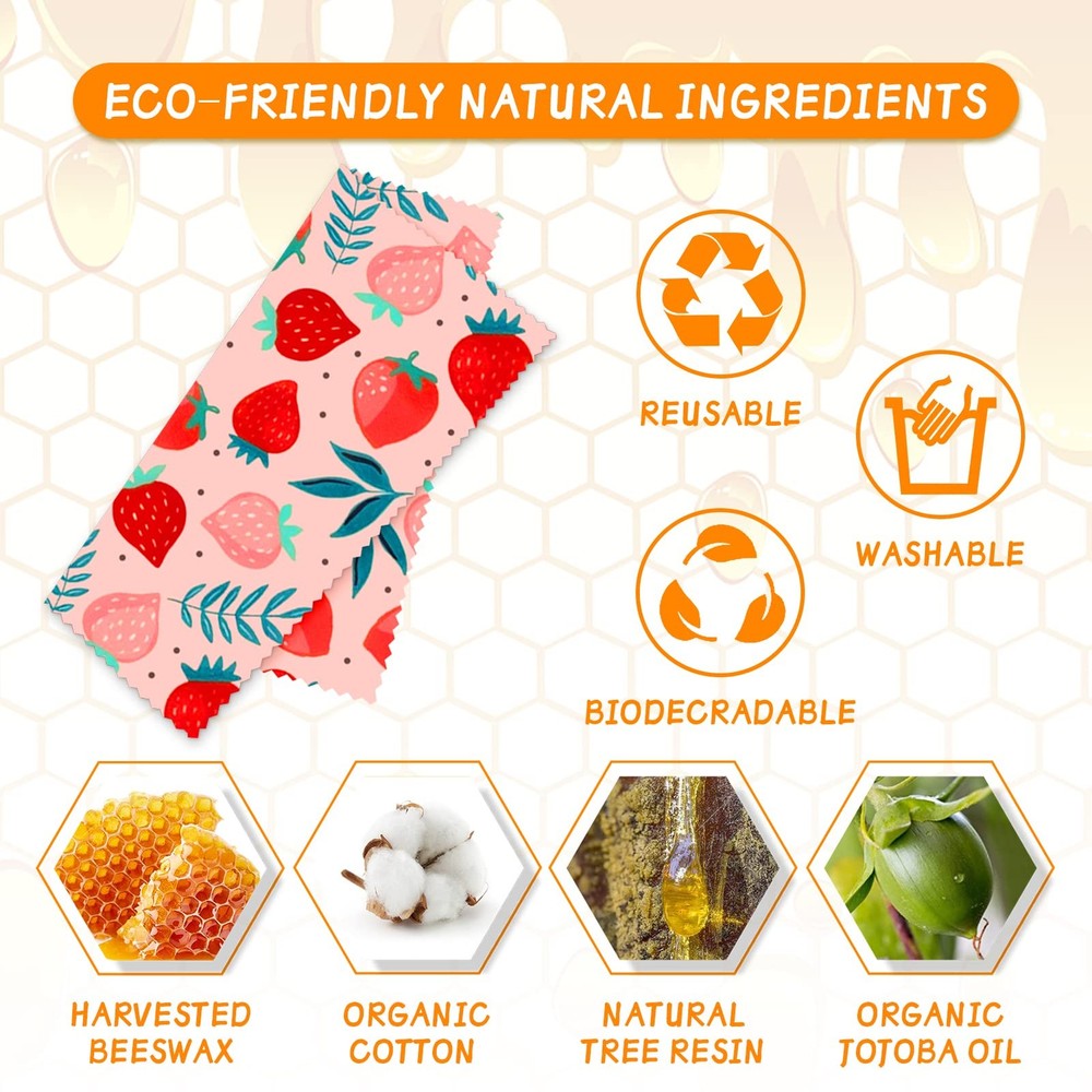 Eco Friendly Wraps 9, Beeswax Reusable Storage, Yellow