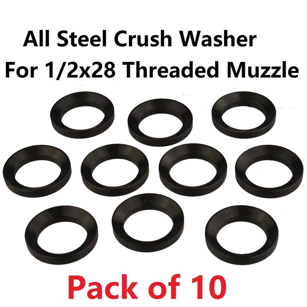 Black Anodized 10PC Pack Crush Washer for .223 5.56 1/2x28 Muzzle Thread