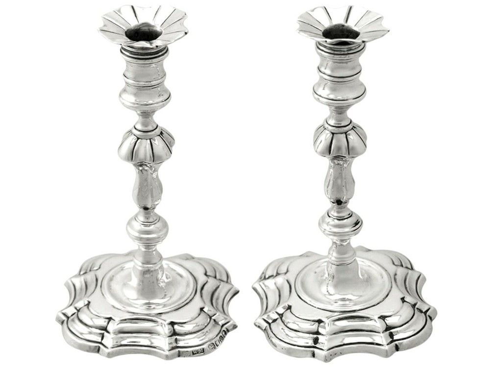 Victorian Sterling Silver Taper Candlesticks 1800s