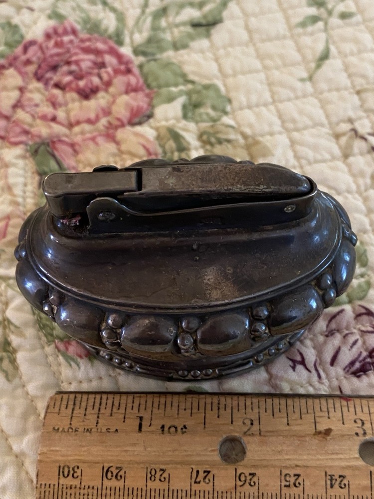 Vintage Ronson Crown Table Lighter Silver Plate 1950s