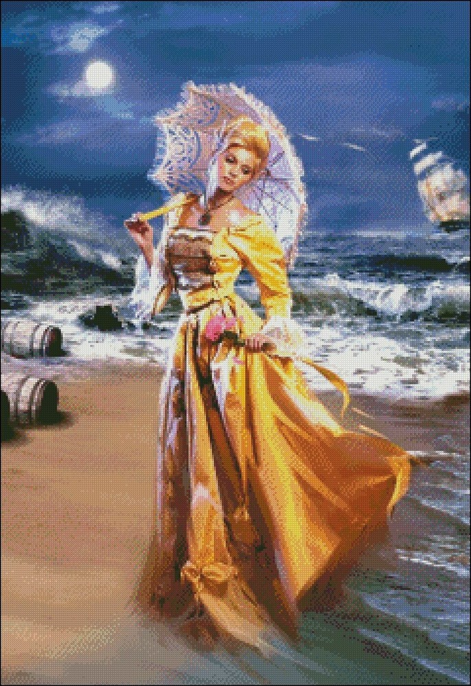 Chart Needlework DIY - Counted Cross Stitch Patterns - Walk in Moonlight