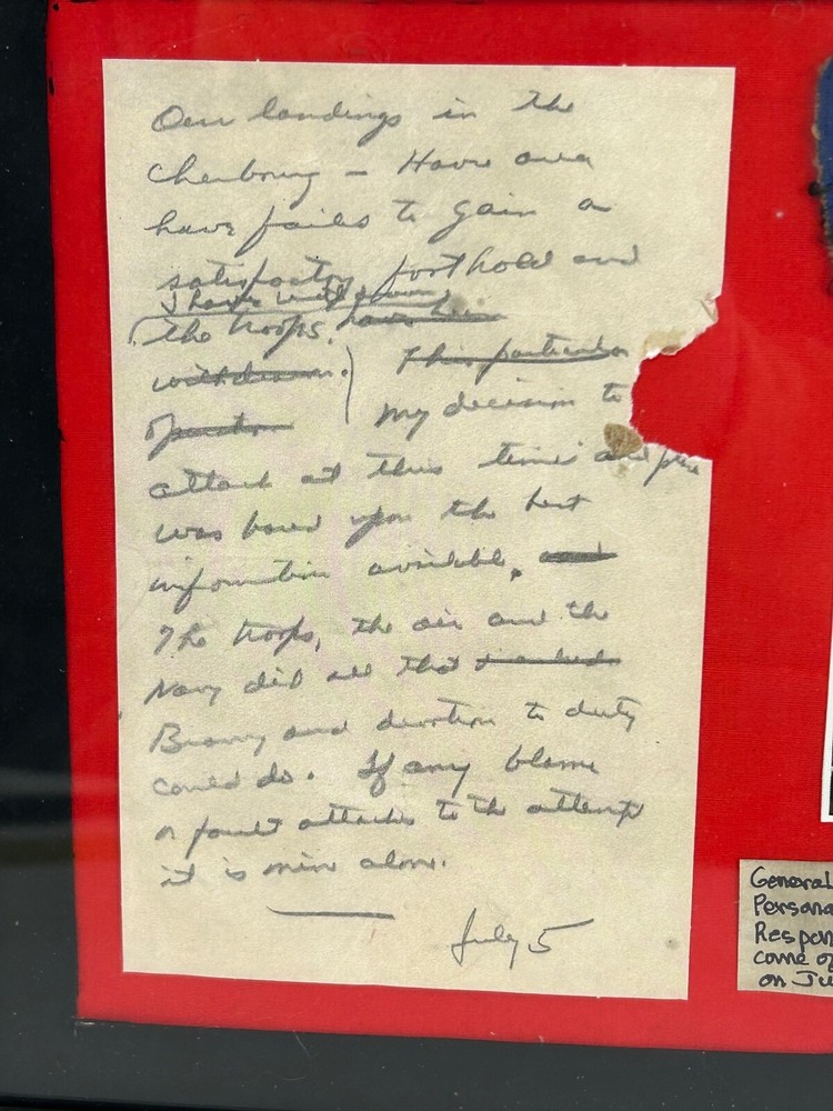 US Army WWII Framed D-Day Commemorative Display