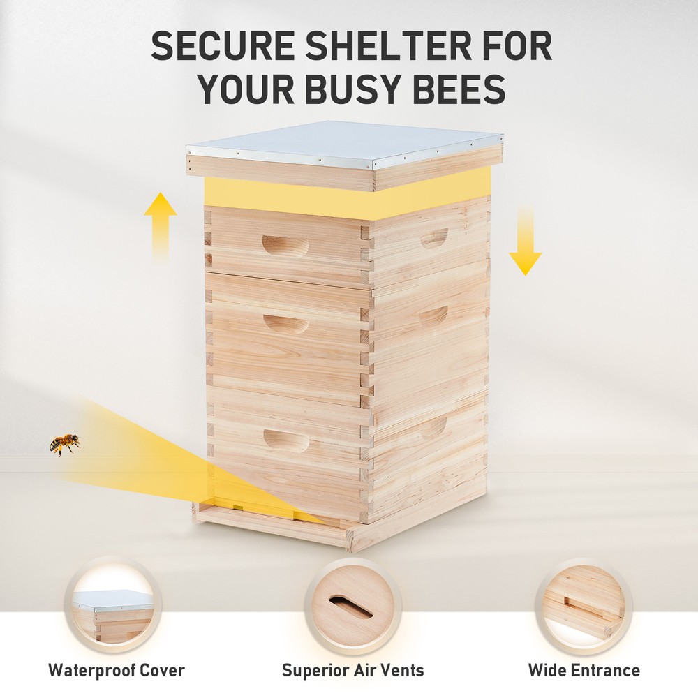 Langstroth Bee Hive Beehive Kit - 30 Frame Box 20 Deep + 10 Medium Frames