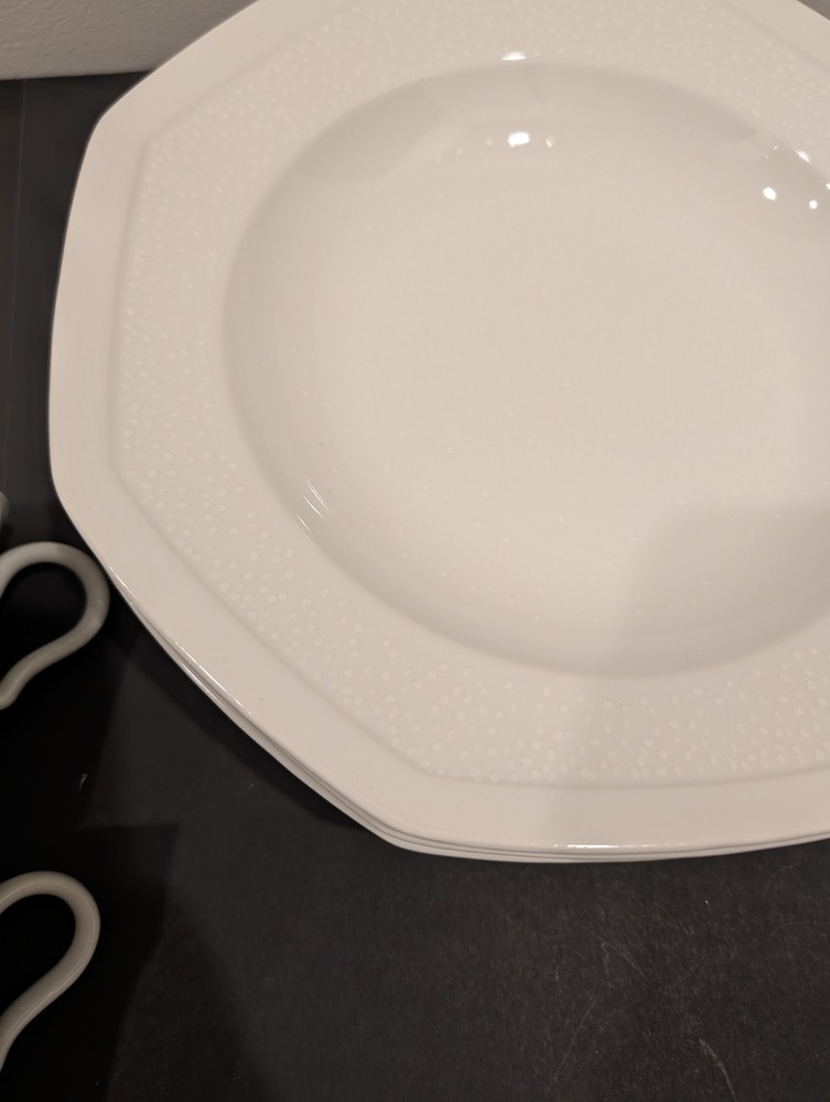 Modern White Dinnerware Set Plates & Mugs Minimalist Stoneware Tableware