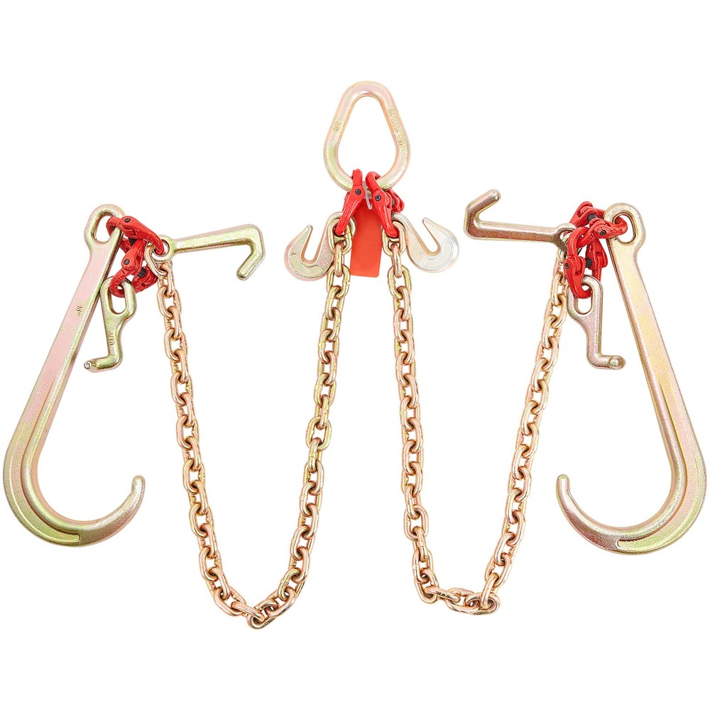 5/16'' x 3' G80 Tow Chain J Hook V-Chain Bridle w/RTJ Hooks 9620lbs Load