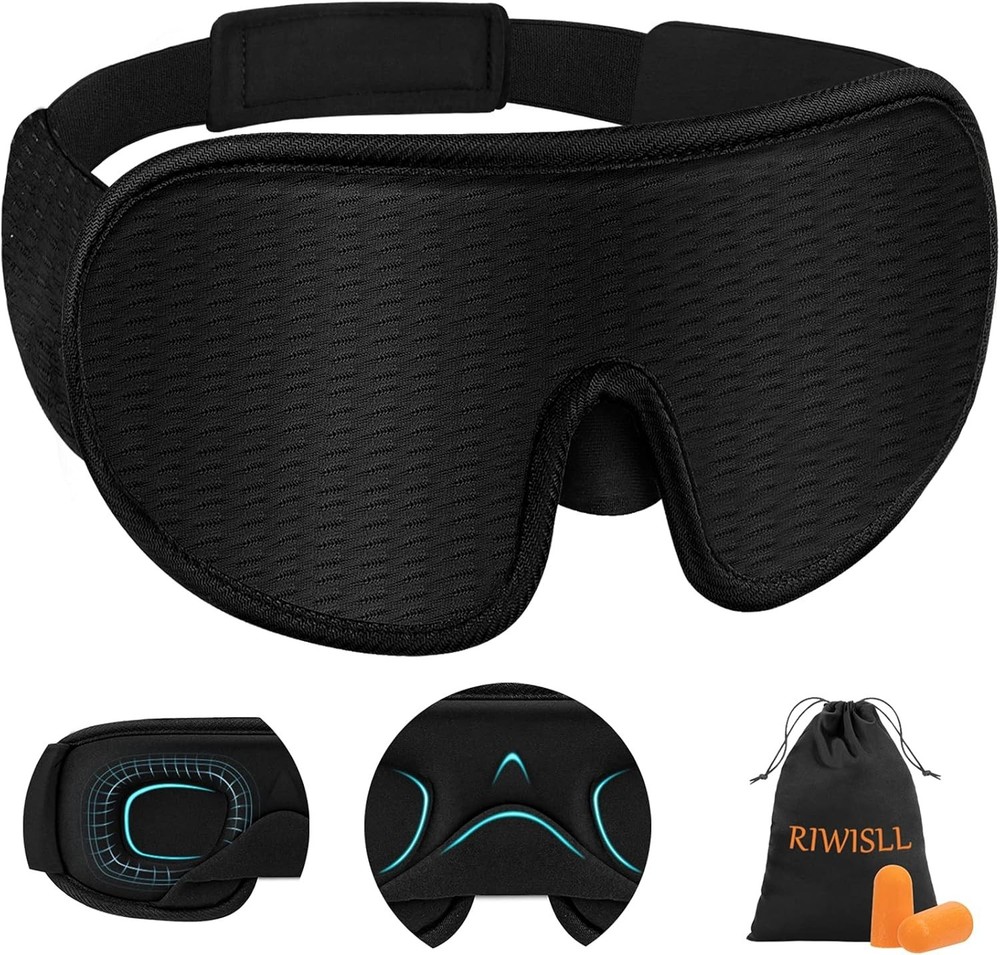 Luxury 3D Contoured Sleep Mask - 100% Light Blocking & Adjustable Comfort
