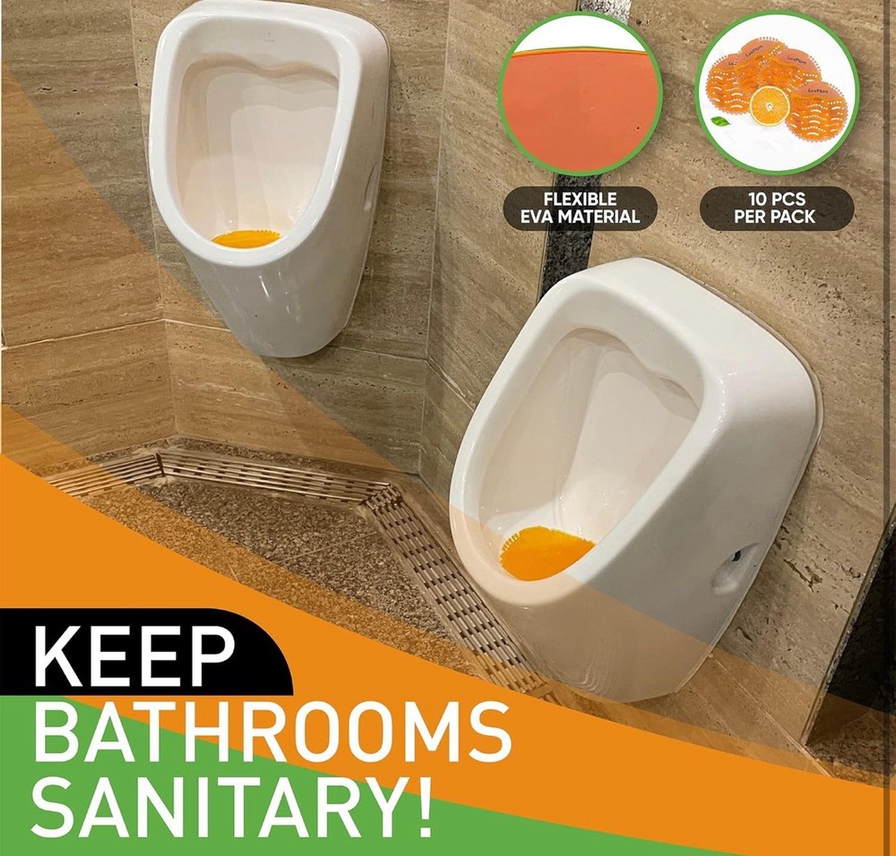 Urinal Screen Deodorizer Anti-Splash Mat, 10-Pack - NEW