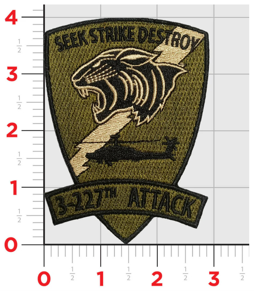 ARMY 3-227 BLACK CATS EMBROIDERED PATCH HOOK & LOOP