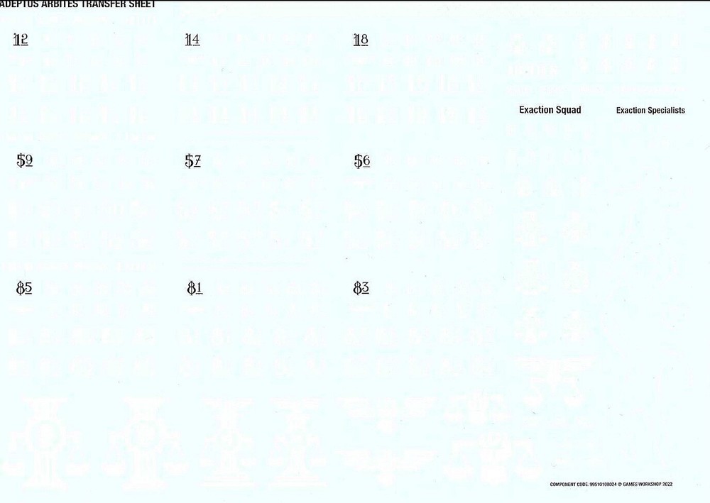 Adeptus Arbites - Transfer Sheet/Decals - Warhammer 40K