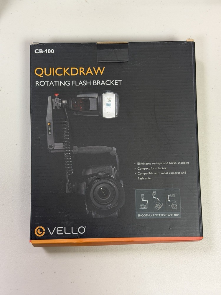 Vello QuickDraw CB-100 Rotating Flash Bracket DSLR Camera Mount – New Sealed Box