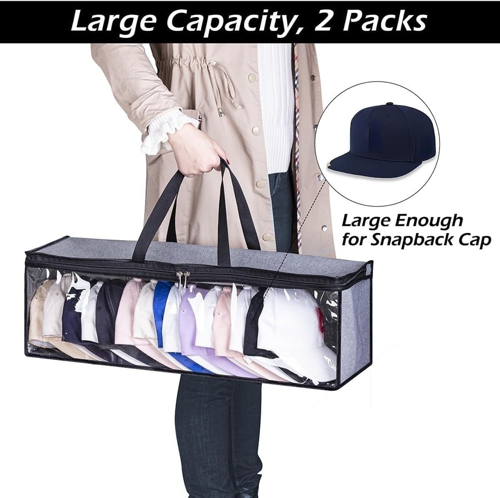 2 Pack Hat Organizer Fabric Stackable Storage for Baseball Caps Travelers