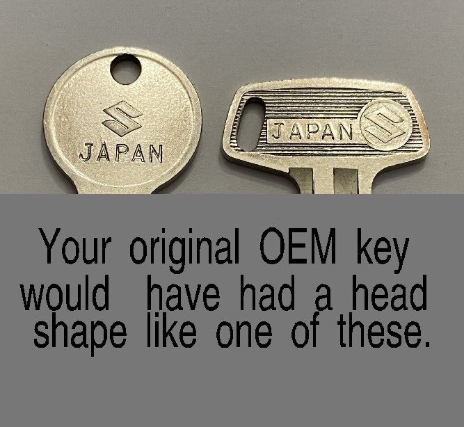 Suzuki Motorcycle Replacement Key Cut to Code 4 digit codes 3111-3555