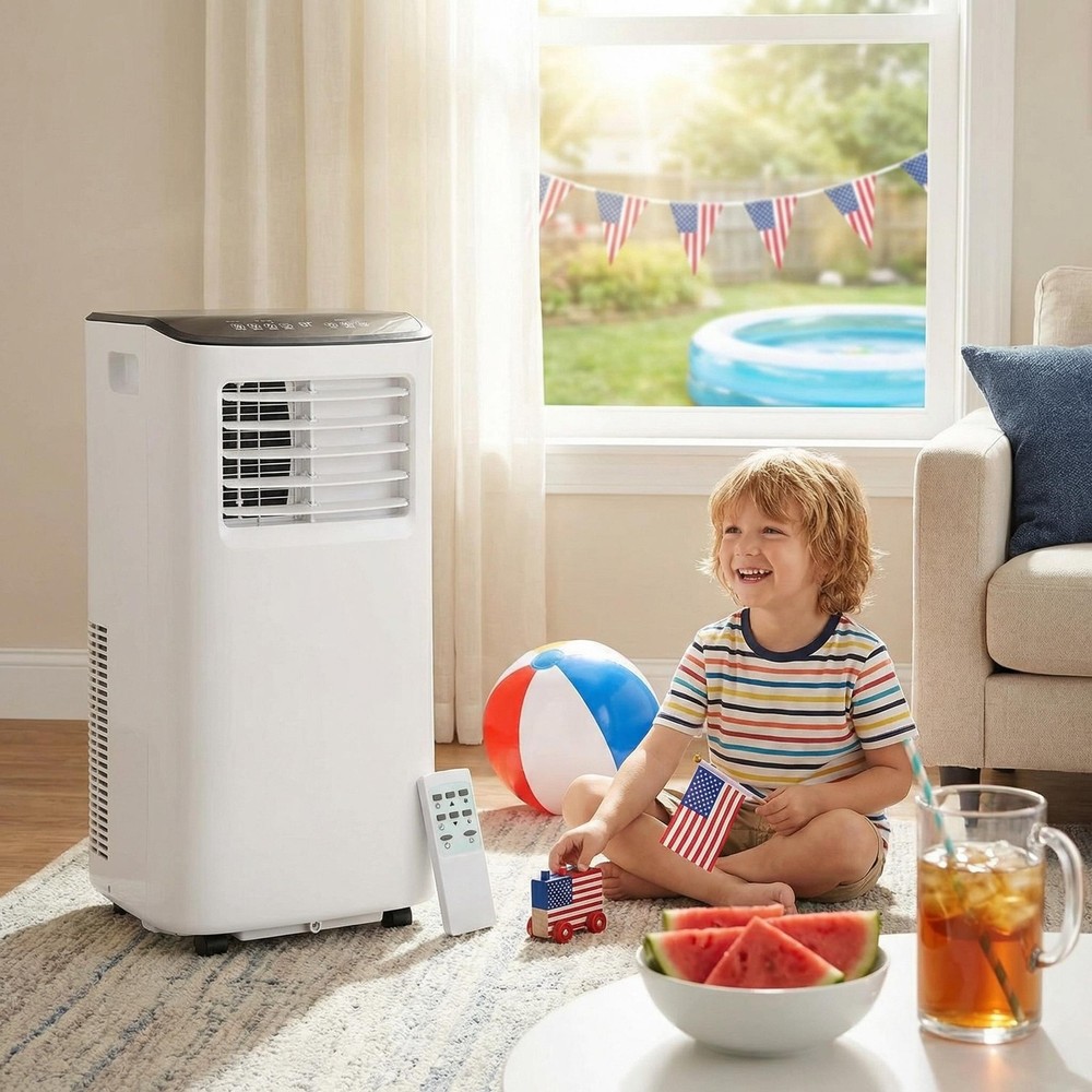 8,000 BTU Portable Air Conditioner Cools Up to 350 Sq.ft,3-IN-1 Energy Efficient