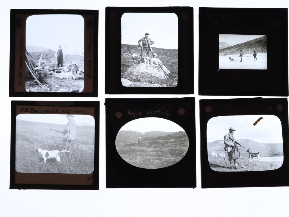 6 x Vintage Magic Lantern Slides. Hunting. #13