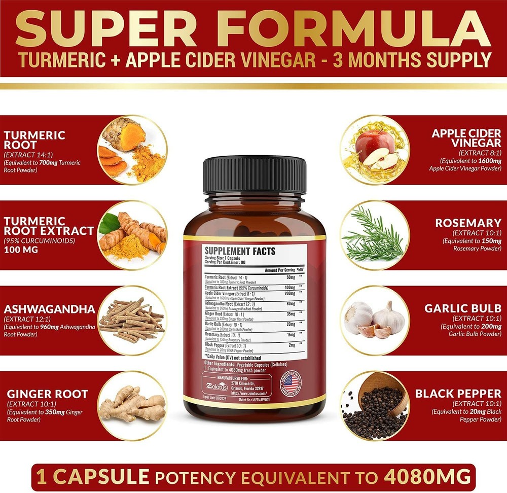 Tumeric Curcumin Max Potency with Bioperine Black Pepper 4080mg 90 Capsules