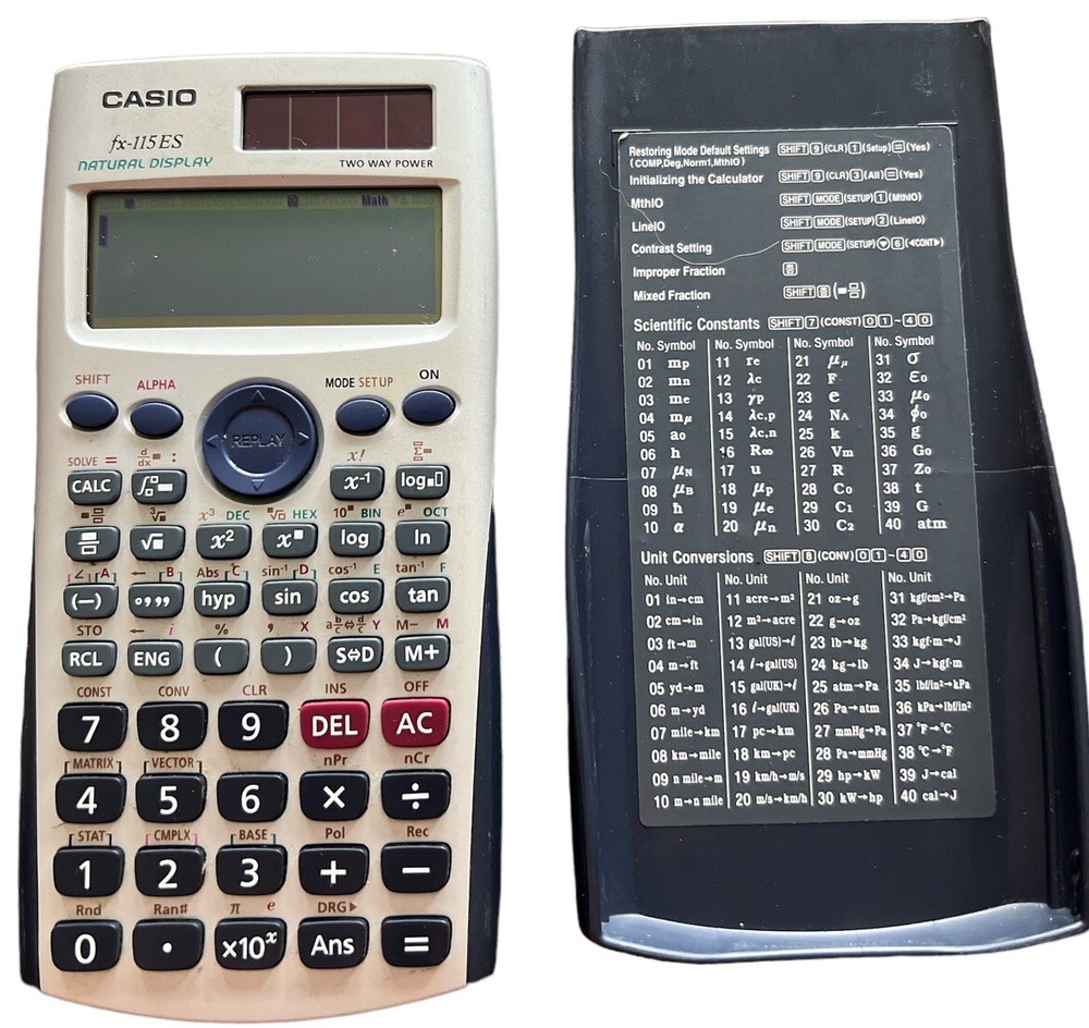 CASIO FX-115ES Natural Display Silver Solar Scientific Calculator w/ Case