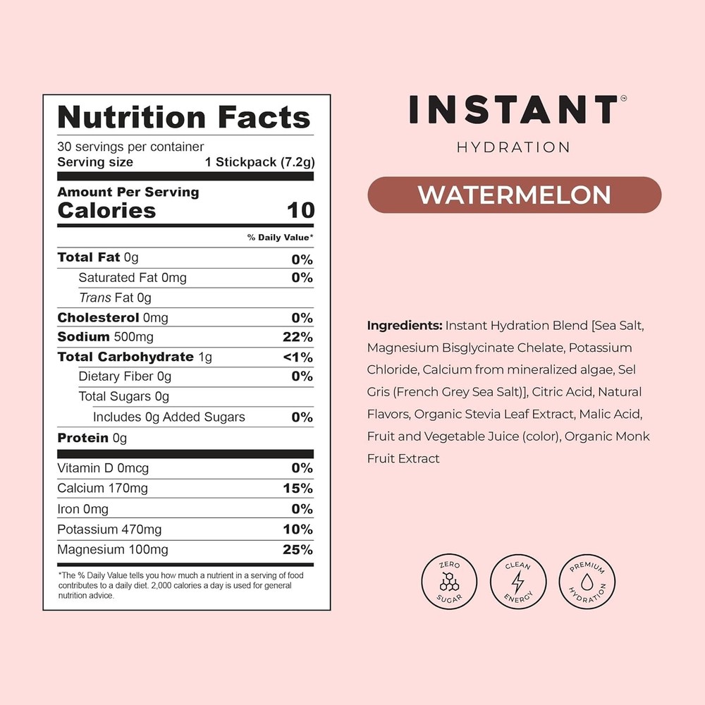 Instant Hydration Electrolytes Powder Packets -Watermelon Electrolyte